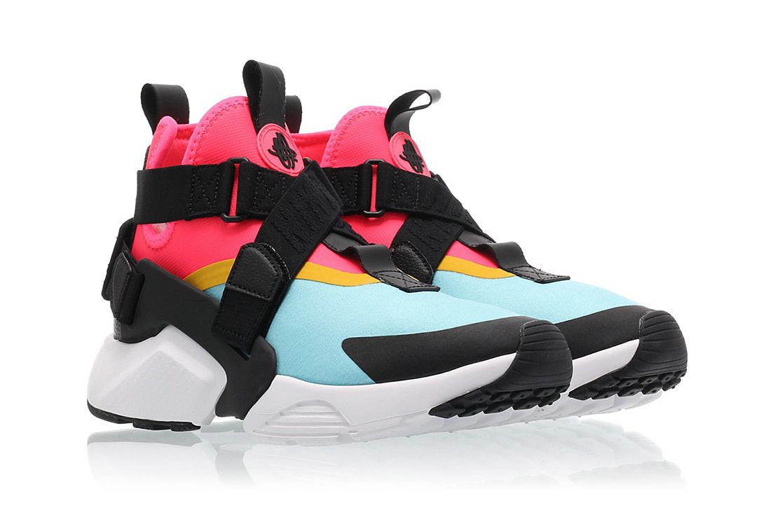 pink blue and black huaraches